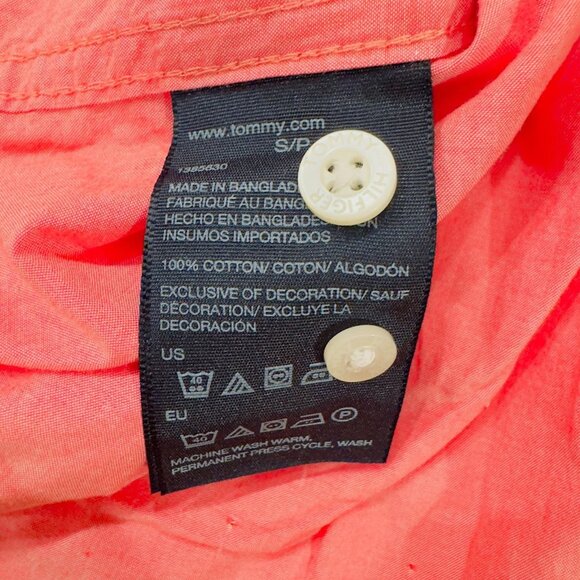 Tommy Hilfiger Shirt Mens Small Pink Short Sleeve Classic Fit Button Down Pocket - Picture 6 of 6